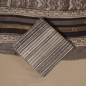 Black 3pc Natural Dyed Maheshwari Silk Unstitched Vanaspati Jahota Dress Material