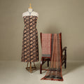 Black 3pc Natural Dyed Block Print Unstitched Bagru Dress Material
