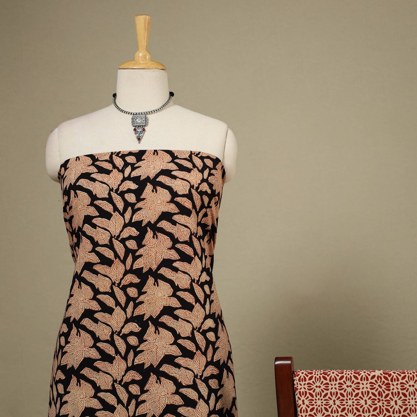 Black 3pc Natural Dyed Block Print Unstitched Bagru Dress Material