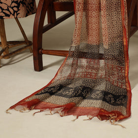 Black 3pc Natural Dyed Block Print Unstitched Bagru Dress Material