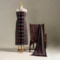 Black 3pc Block Print Natural Dyed Ajrakh Dress Material