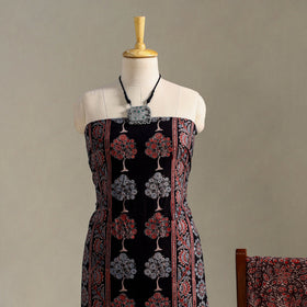 Black 3pc Block Print Natural Dyed Ajrakh Dress Material