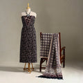  Black 3pc Block Print Natural Dyed Ajrakh Dress Material