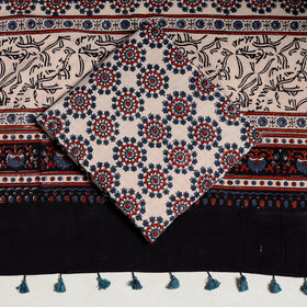  Black 3pc Block Print Natural Dyed Ajrakh Dress Material