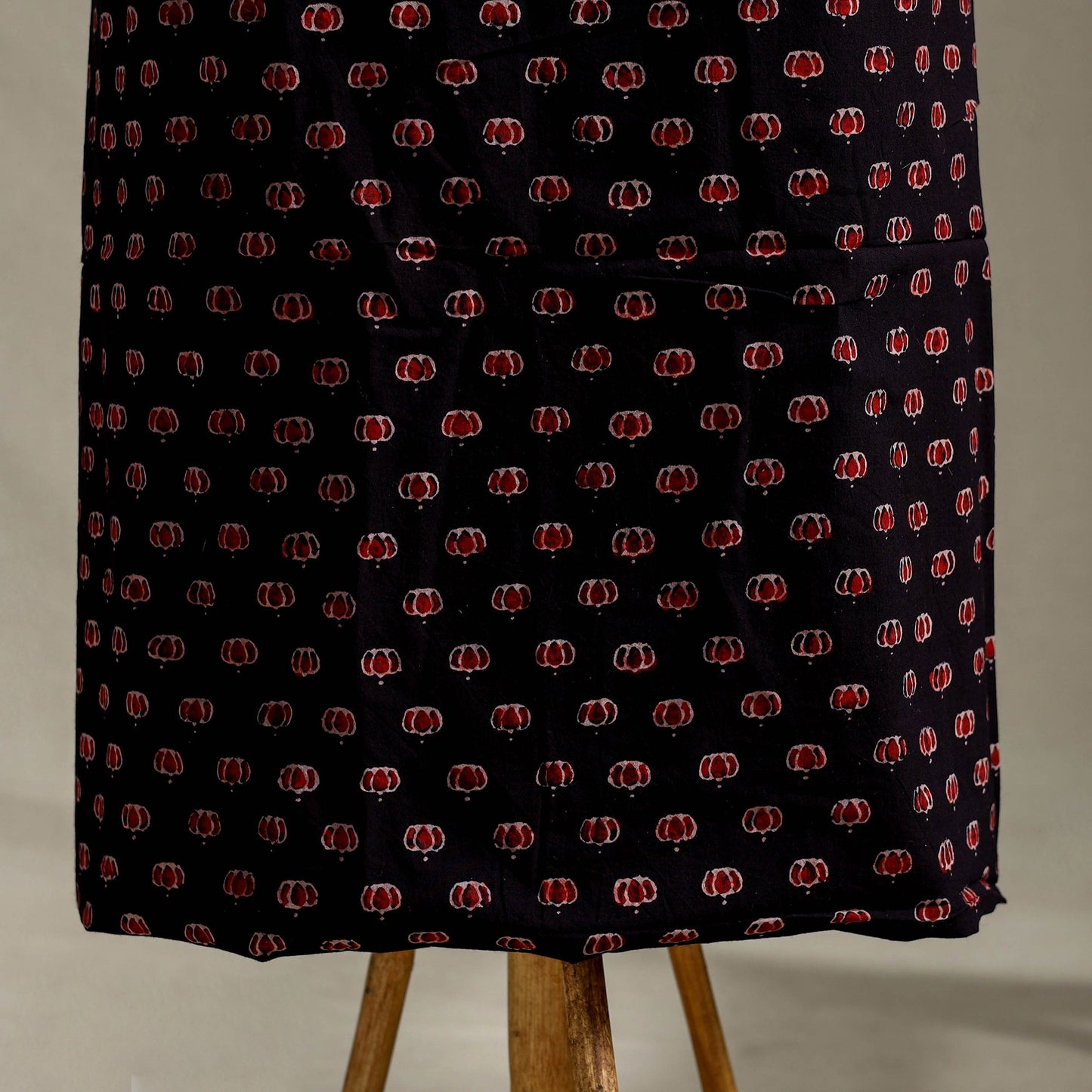 Black 3pc Block Print Natural Dyed Ajrakh Dress Material