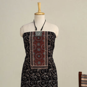 Black 3pc Block Print Natural Dyed Ajrakh Dress Material
