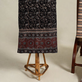 Black 3pc Block Print Natural Dyed Ajrakh Dress Material