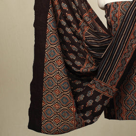 Buy 3pc Black Natural Dyed Block Print Ajrakh Dress Material