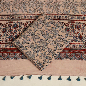 Black 3pc Block Print Natural Dyed Ajrakh Dress Material