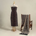 Black 3pc Block Print Natural Dyed Ajrakh Dress Material
