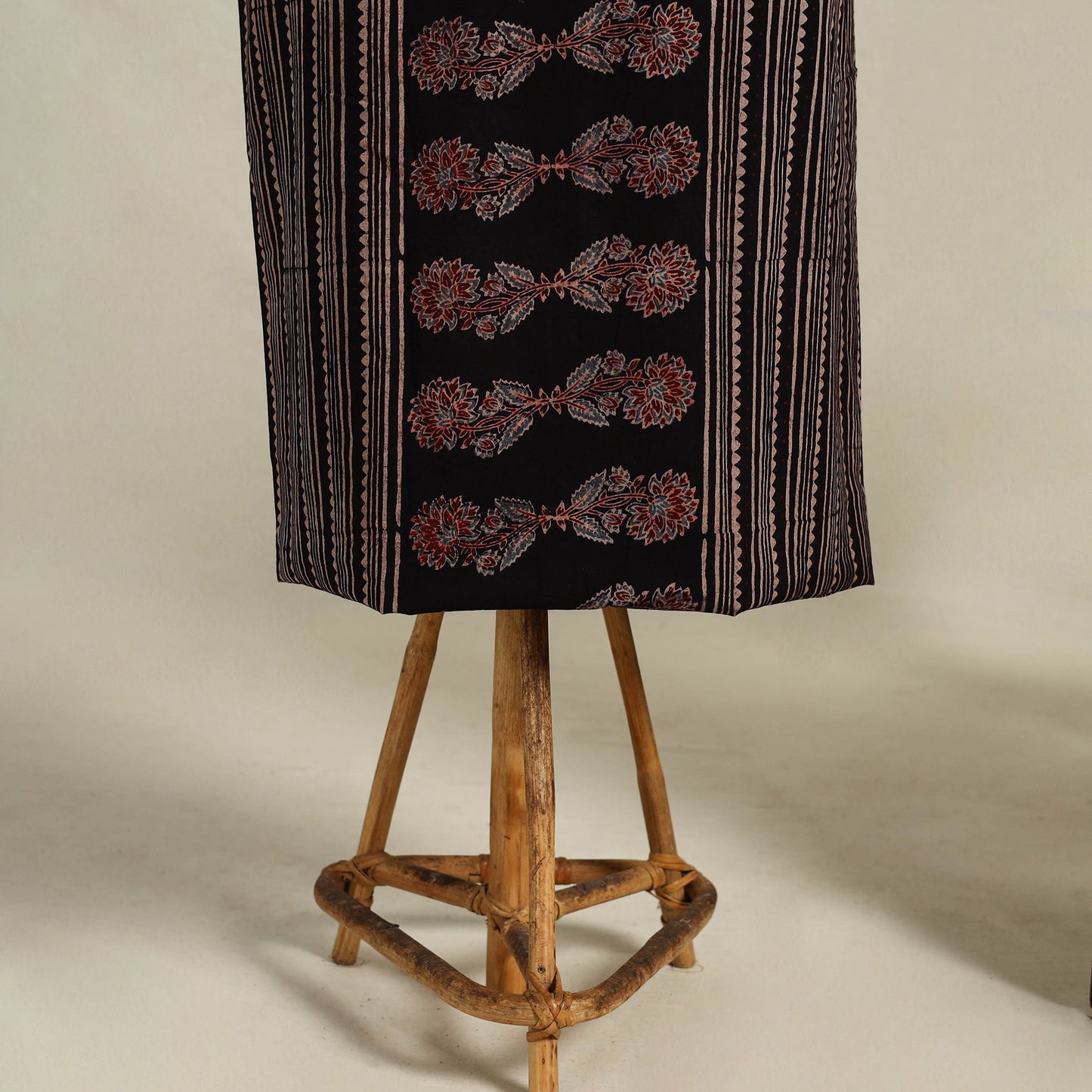 Black 3pc Block Print Natural Dyed Ajrakh Dress Material