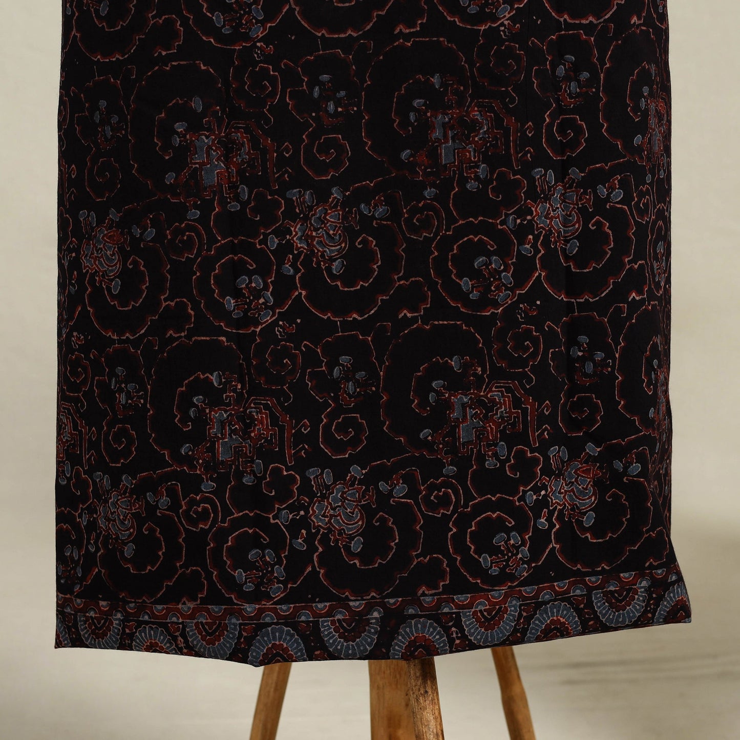 Black 3pc Block Print Natural Dyed Ajrakh Dress Material