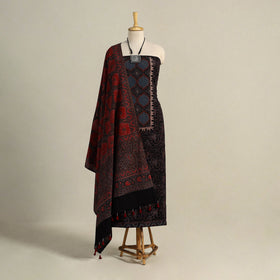 Black 3pc Block Print Natural Dyed Ajrakh Dress Material