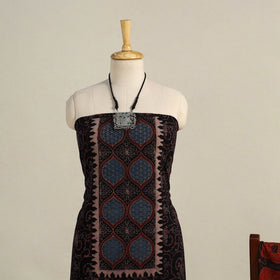 Black 3pc Block Print Natural Dyed Ajrakh Dress Material
