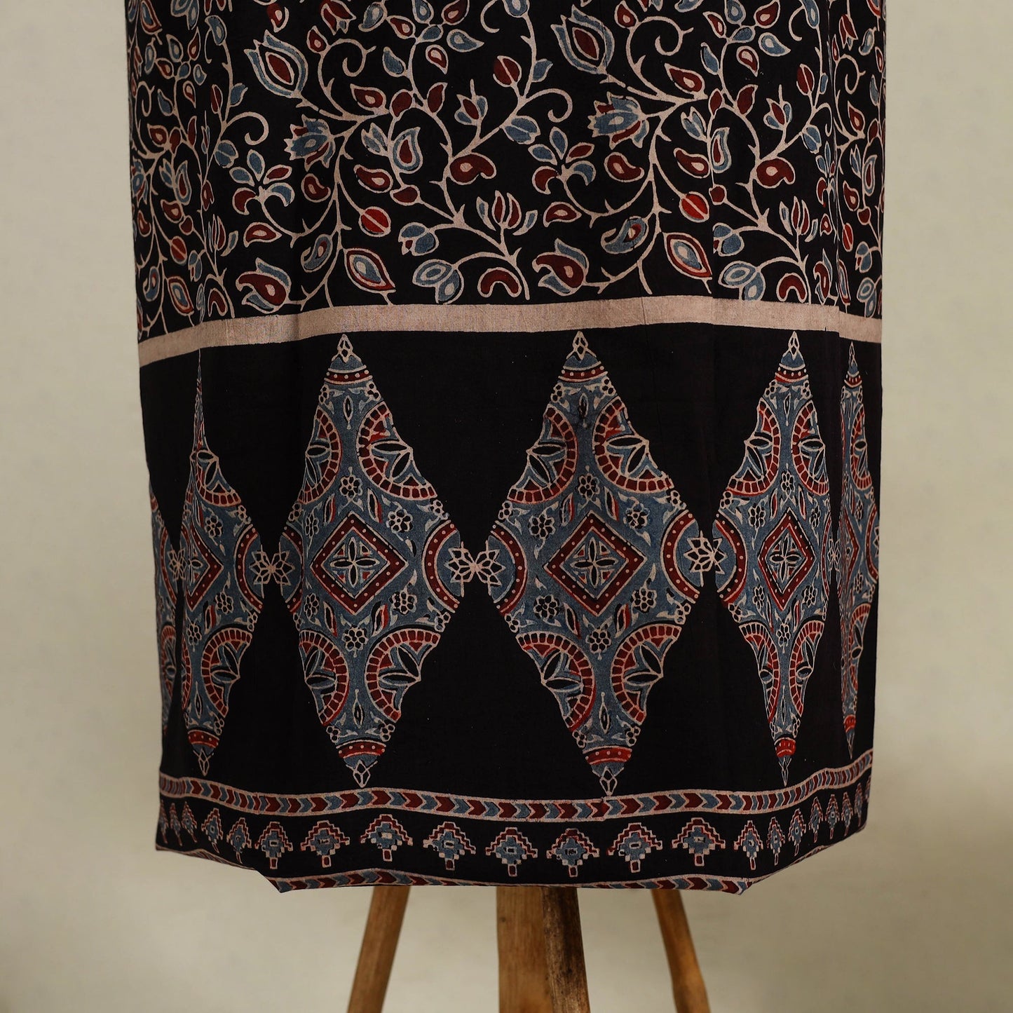  Black 3pc Block Print Natural Dyed Ajrakh Dress Material