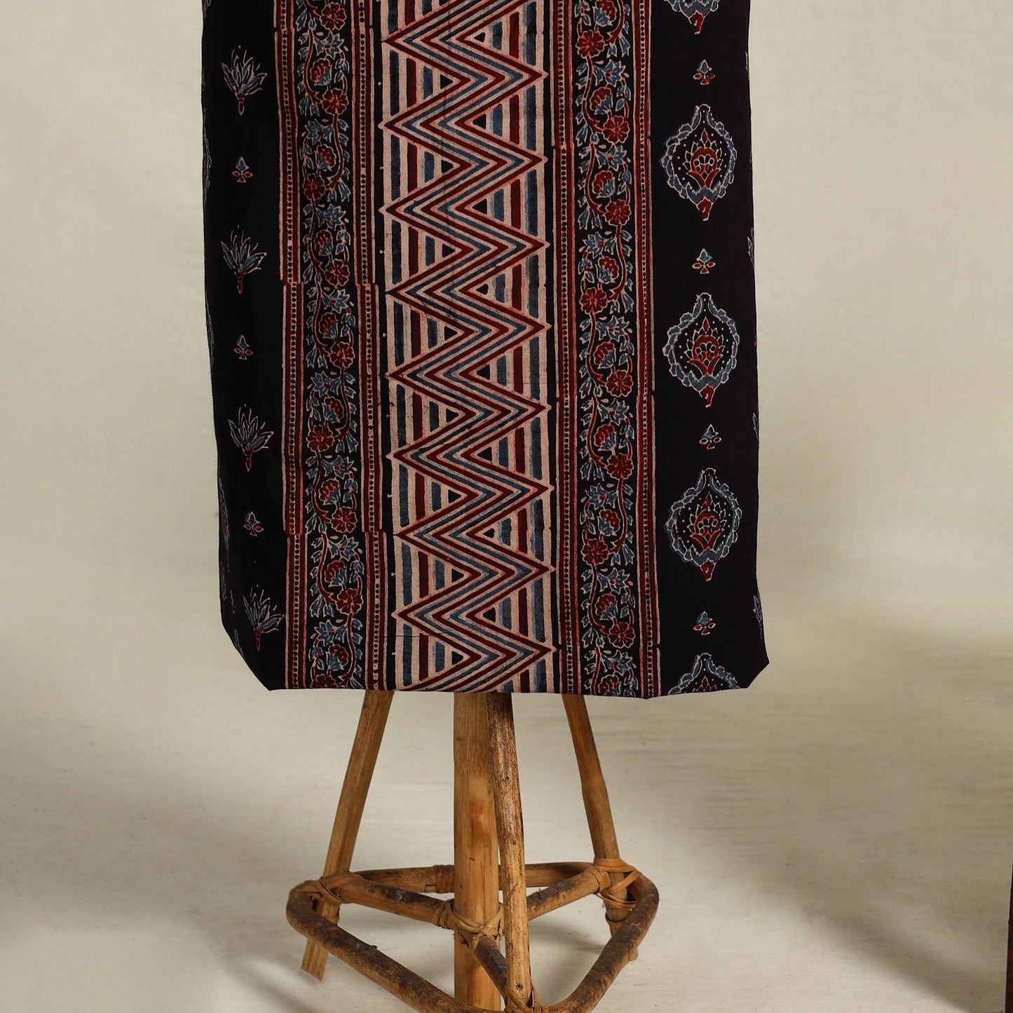 Black 3pc Block Print Natural Dyed Ajrakh Dress Material