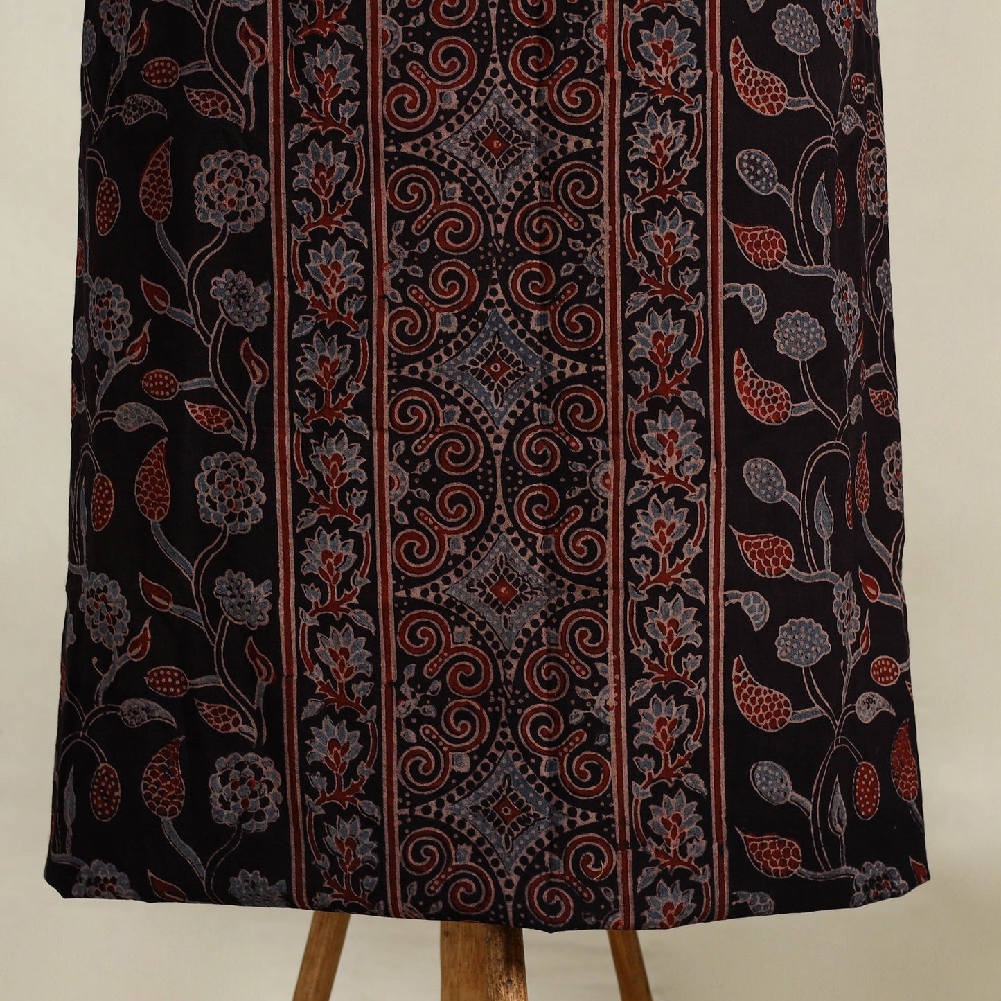 Black 3pc Block Print Natural Dyed Ajrakh Dress Material