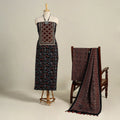Black 3pc Block Print Natural Dyed Ajrakh Dress Material