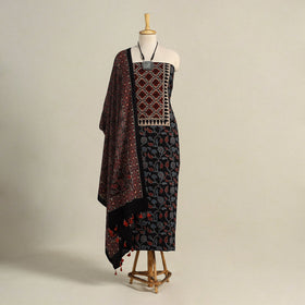 Black 3pc Block Print Natural Dyed Ajrakh Dress Material