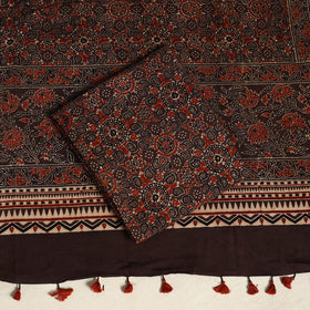 Black 3pc Block Print Natural Dyed Ajrakh Dress Material