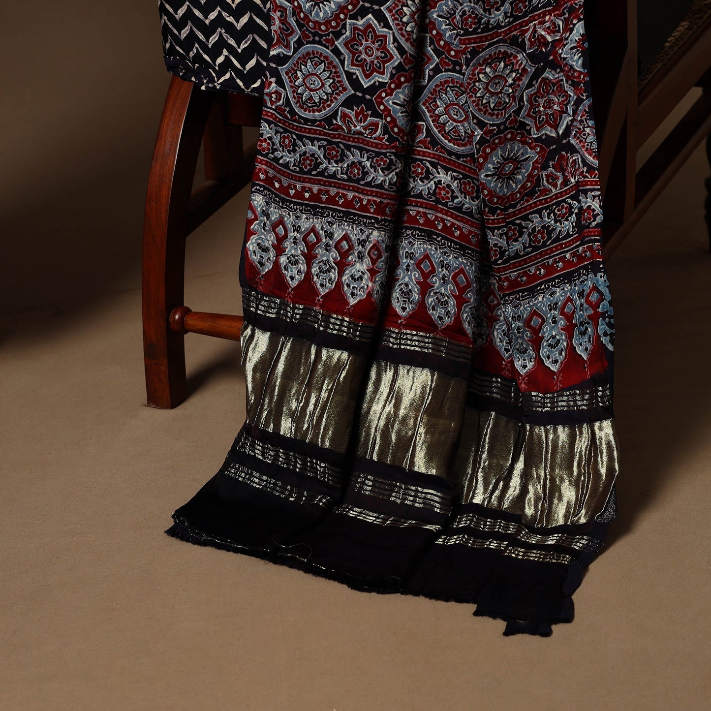 Black - 3pc natural dyed unstitched modal silk dress