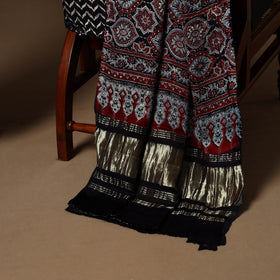 Black - 3pc natural dyed unstitched modal silk dress