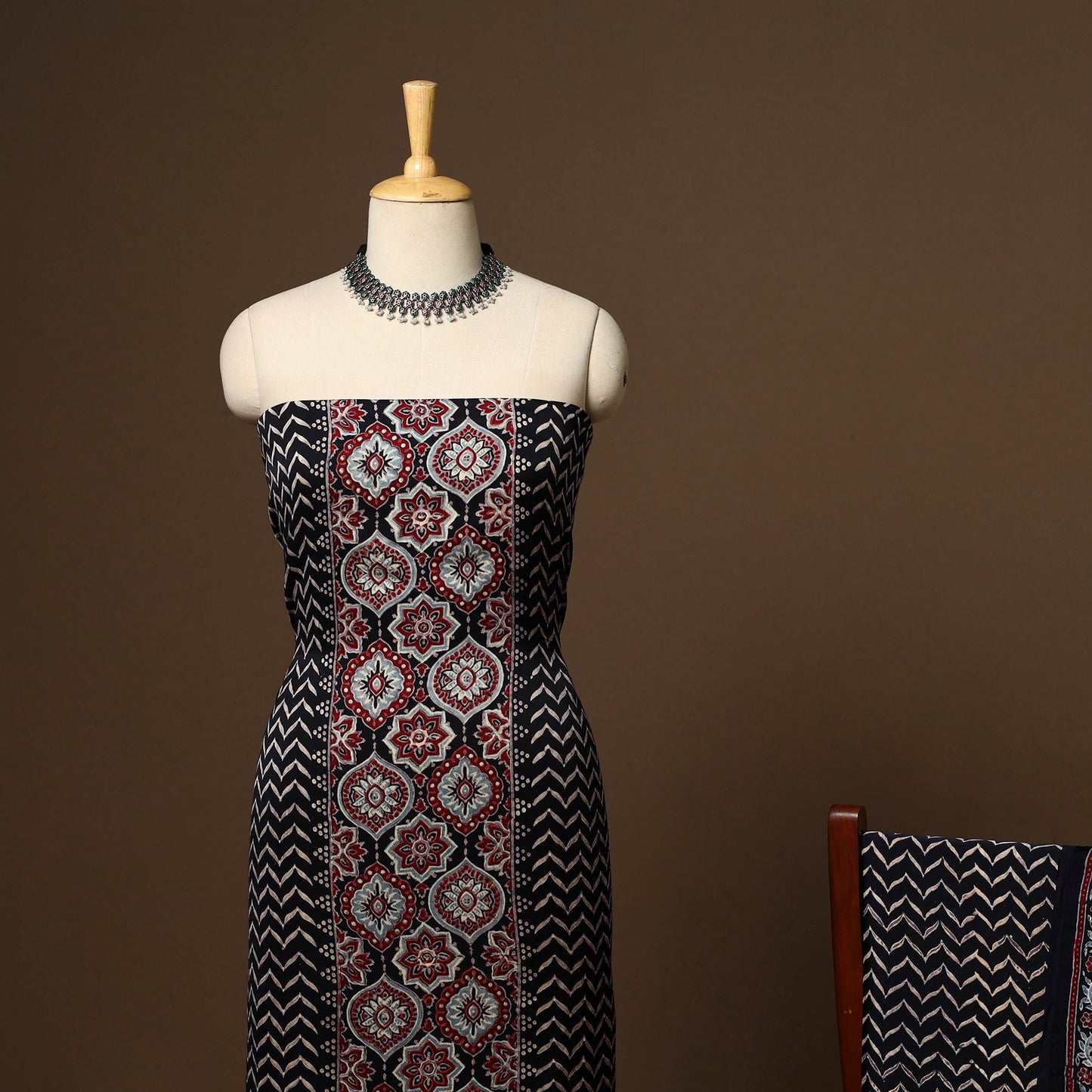 Black - 3pc natural dyed unstitched modal silk dress