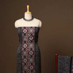 Black - 3pc natural dyed unstitched modal silk dress