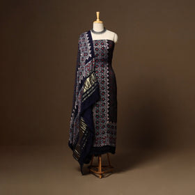 Black - 3pc natural dyed unstitched modal silk dress