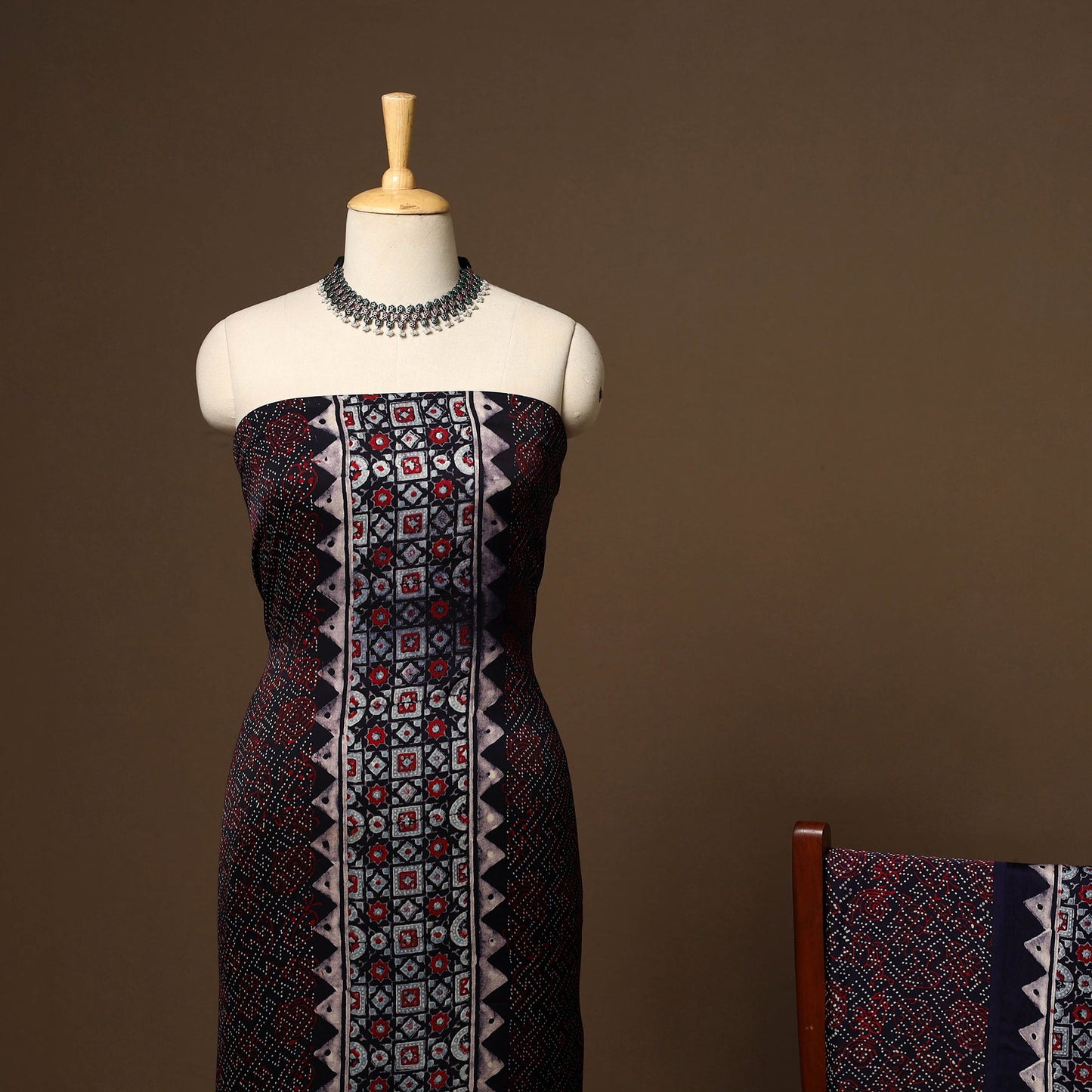 Black - 3pc natural dyed unstitched modal silk dress