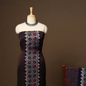 Black - 3pc natural dyed unstitched modal silk dress