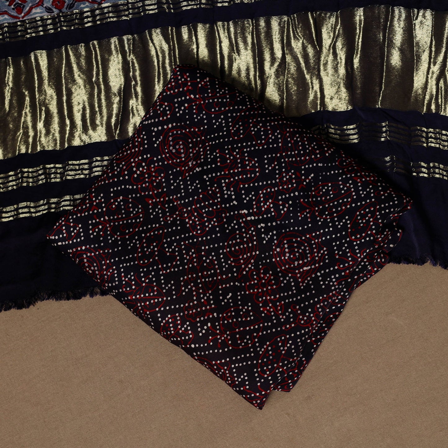 Black - 3pc natural dyed unstitched modal silk dress