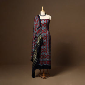 Black - 3pc natural dyed unstitched modal silk dress