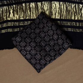 Black - 3pc natural dyed unstitched modal silk dress