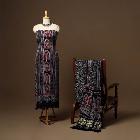 Black - 3pc natural dyed unstitched modal silk dress