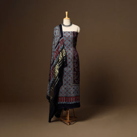 Black - 3pc natural dyed unstitched modal silk dress