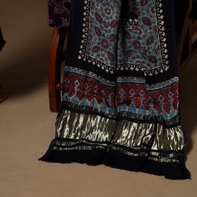 Black - 3pc natural dyed unstitched modal silk dress