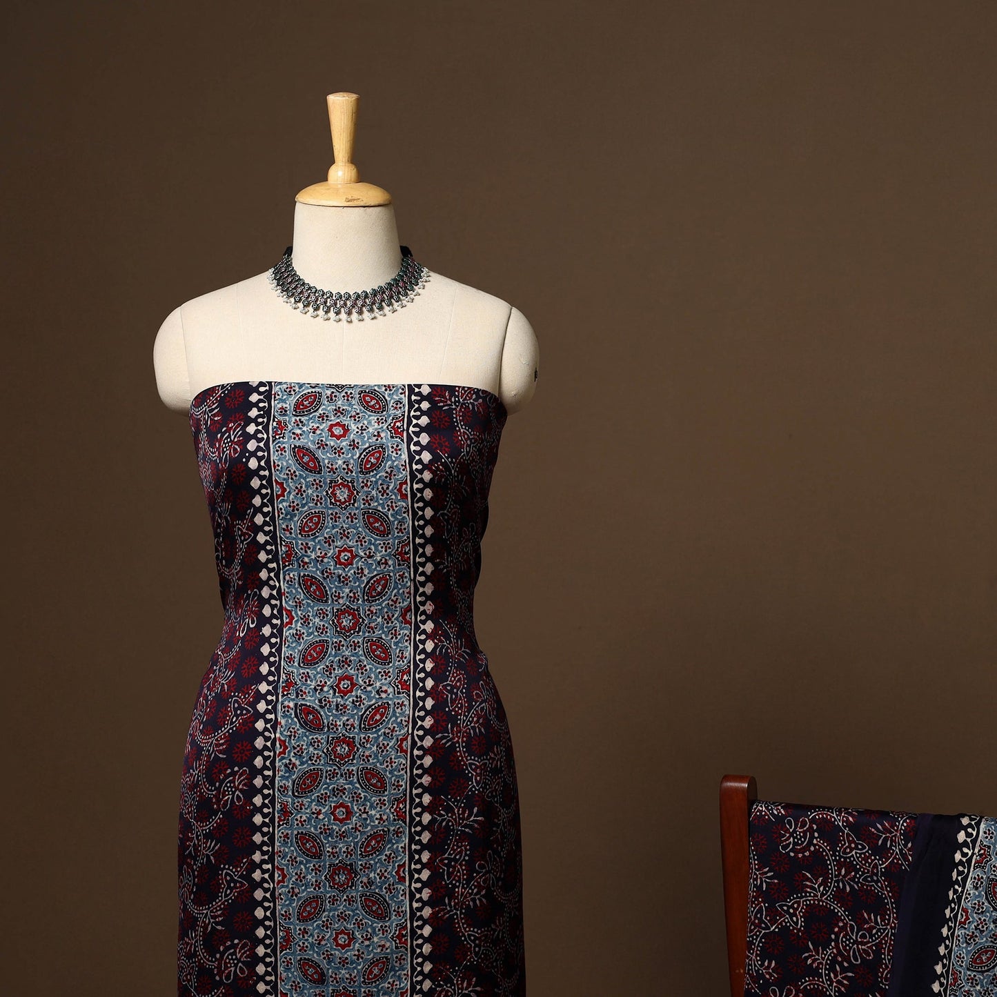 Black - 3pc natural dyed unstitched modal silk dress