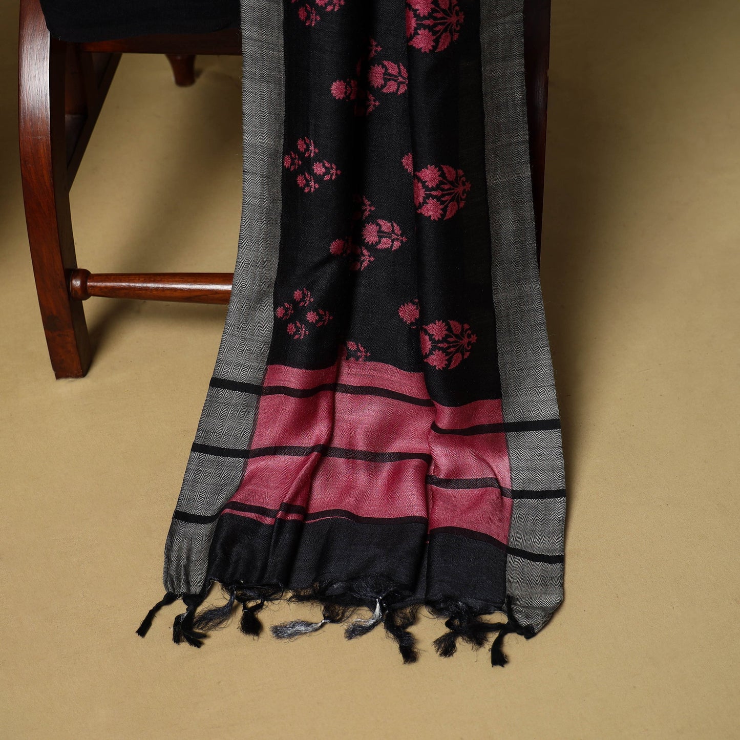 3pc pashmina wool handloom unstitched sanganeri dress