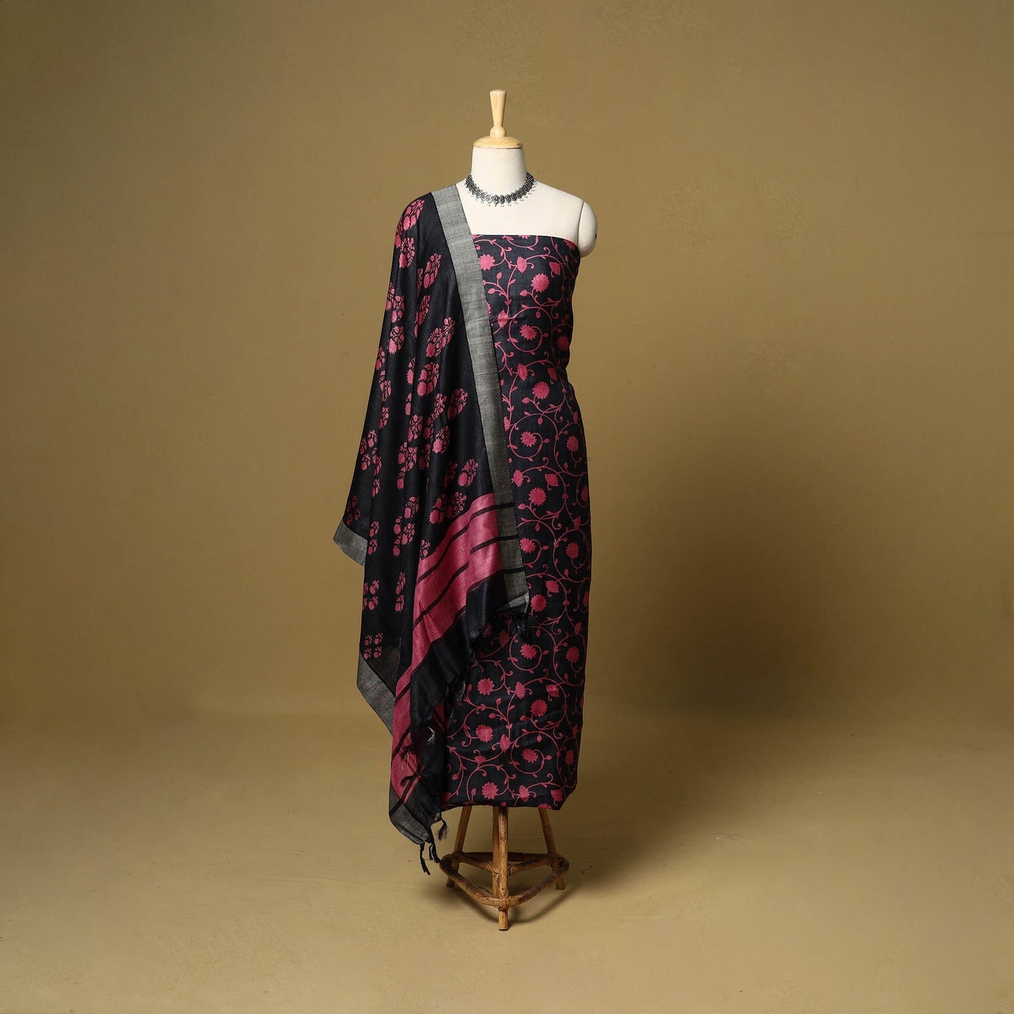 3pc pashmina wool handloom unstitched sanganeri dress