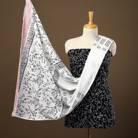 Buy Black 3pc Sanganeri Block Print Cotton Dress Material