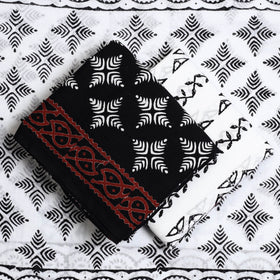 Buy Black 3pc Sanganeri Block Print Cotton Dress Material