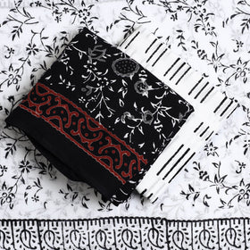 Buy Black 3pc Sanganeri Block Print Cotton Dress Material