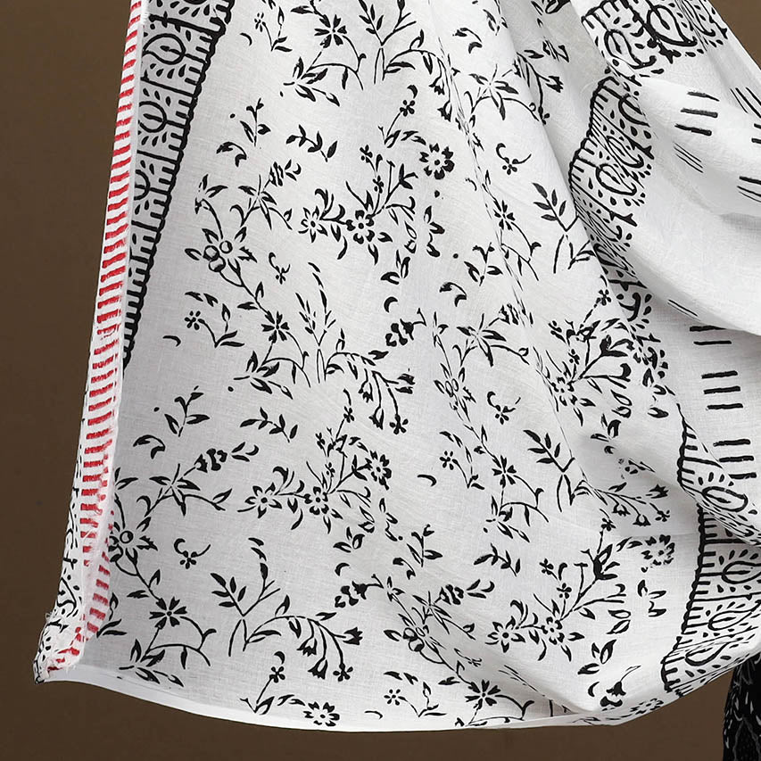 Buy Black 3pc Sanganeri Block Print Cotton Dress Material