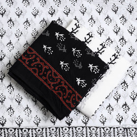 Buy Black 3pc Sanganeri Block Print Cotton Dress Material