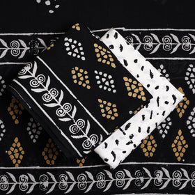 Buy Black 3pc Sanganeri Block Print Cotton Dress Material