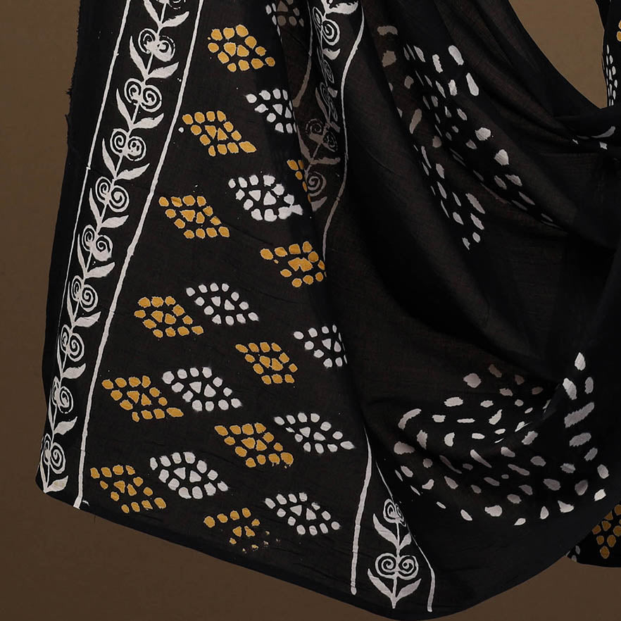 Buy Black 3pc Sanganeri Block Print Cotton Dress Material