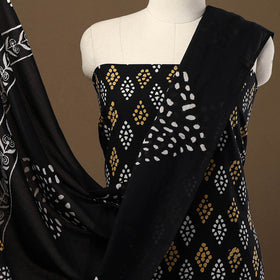 Buy Black 3pc Sanganeri Block Print Cotton Dress Material