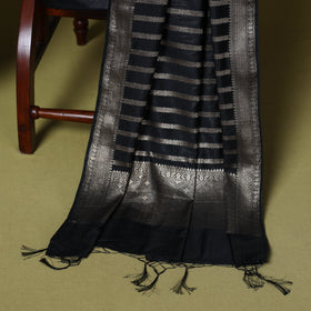 Black - 3pc tanchoi silk cotton unstitched banarasi dress