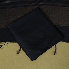 Black - 3pc tanchoi silk cotton unstitched banarasi dress